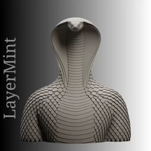 Cobra Bust Statue 3D Model – Printable Snake Head Sculpture - LayerMint