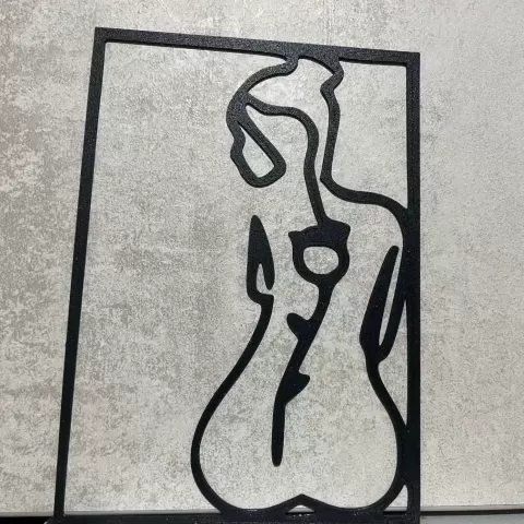 Outline of a painting of a girl with a rose wallart - Funya