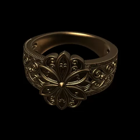 Elegant Flower Ring – 3D Printable Jewelry | High Detail Floral Ring for Resin & FDM Printers