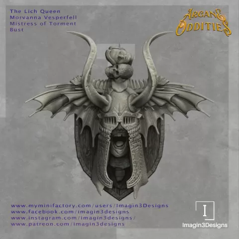 Pre-Supported Lich Queen Bust by Imagin3Designs