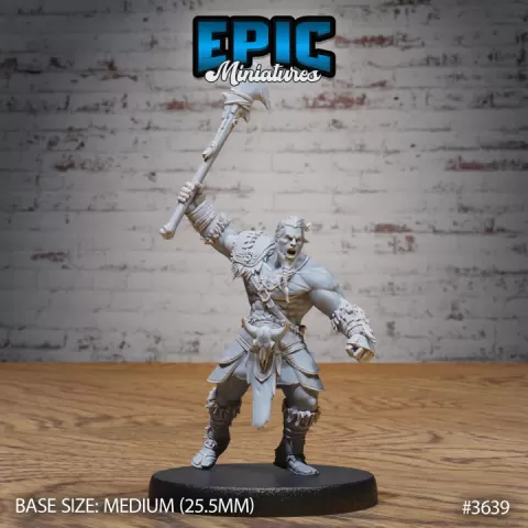 Barbarian Tribe Male Attacking / Arctic Warrior / Frozen Human / Snow Fighter / Wildling / Ice Age Encounter by Epic-Miniatures