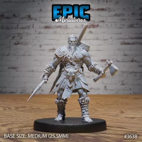 Barbarian Tribe Male Hunting / Arctic Warrior / Frozen Human / Snow Fighter / Wildling / Ice Age Encounter by Epic-Miniatures