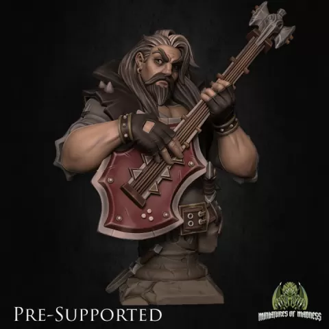 Magnus The Outsider Bard Bust [PRE-SUPPORTED] Human Musician by Miniatures of Madness