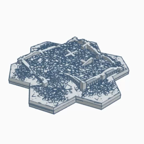 Gothic Destroyed Building 9 with Hex Base by Wargame Forge