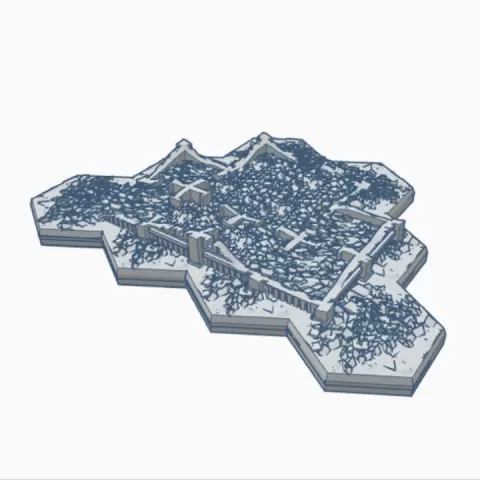 Gothic Destroyed Building 8 with Hex Base by Wargame Forge
