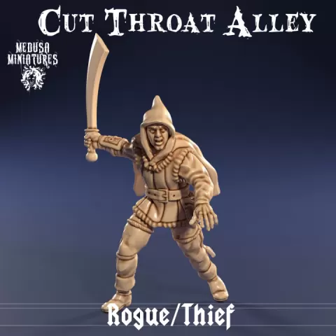 Hooded Male Rogue Miniature – Thief Assassin STL by Medusa Miniatures