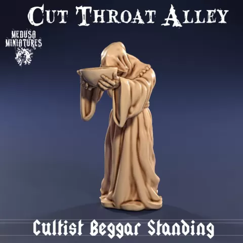 Cultist Beggar Standing | Hooded Fantasy NPC Miniature by Medusa Miniatures