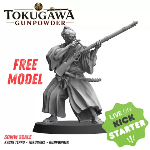 Free Samurai STL - Kachi Teppo Japanese Matchlock Gunner (Tokugawa: Gunpowder) by Forged Path Miniatures