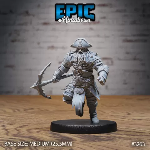 Cursed Captain Attacking / Pirate Male / Undead Corsair / Sea Bandit / Ship Master by Epic-Miniatures