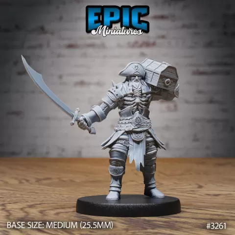 Cursed Captain Treasur / Pirate Male / Undead Corsair / Sea Bandit / Ship Master by Epic-Miniatures