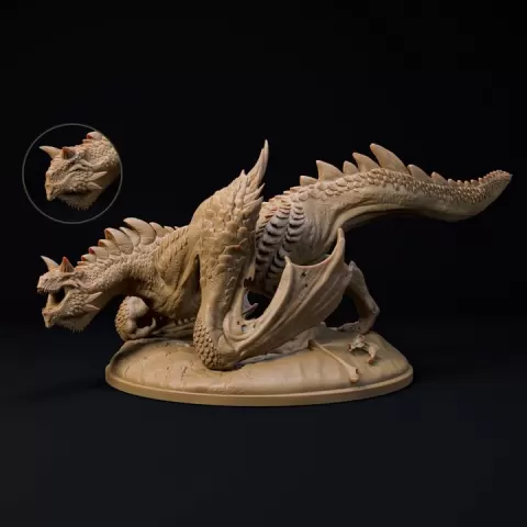 Adult Dune Mauler Dragon – pre-supported adult dragon - desert living dragon by Dino and Dog
