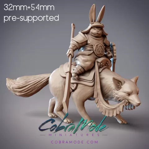 Rabbitfolk Patrolman and Giant Fox - Iron Brow, Guanghan Patrolman and Cinder Veil, Giant Fox (Pre-supported)