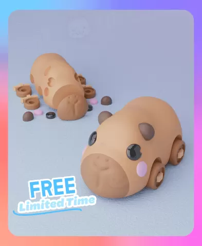 Movable Capybara Bus Keychain (Separated Parts)