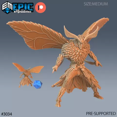 Moth Warrior Daggers / Huge Insect Hybrid / Male Insectoid / Winged Humanoid / Butterfly Stage by Epic-Miniatures