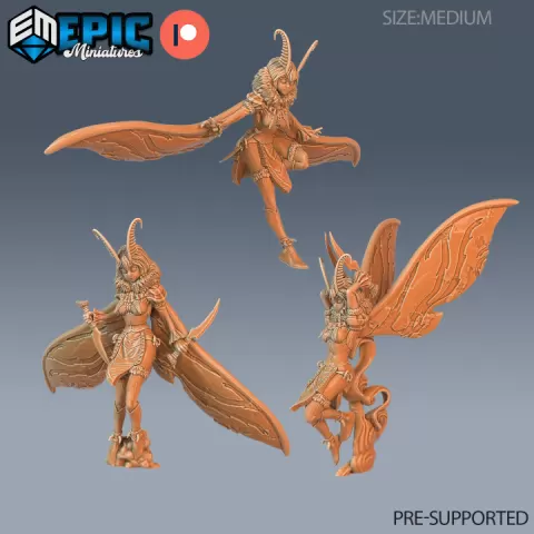 Moth Girl Set / Huge Insect Hybrid / Insectoid Warrior / Winged Humanoid / Butterfly Stage by Epic-Miniatures