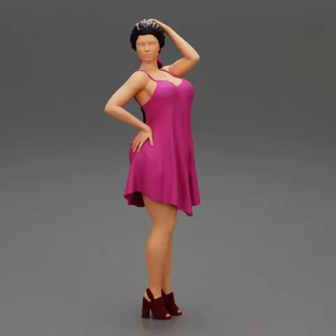 Beautiful woman wearing dress hair dreadlocks by 3DGeschaft Miniatures Figures