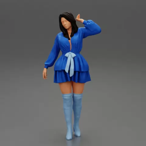 Beautiful Young Woman Standing In Dress and boots by 3DGeschaft Miniatures Figures