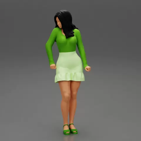 Young Woman in Mini Skirt shirt and Heels by 3DGeschaft Miniatures Figures