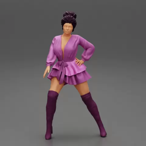 Beautiful Young Attractive Woman Wearing Dress and boot by 3DGeschaft Miniatures Figures