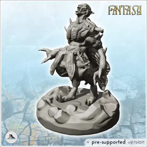 Screaming evil lord in full armor with pincer arms (11) - Medieval Fantasy Magic Feudal Old Archaic Saga 28mm 15mm Chaos Darkness Demon by Hartolia Miniatures