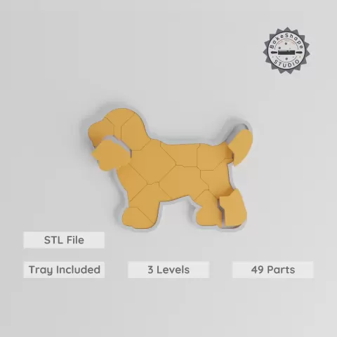 Bloodhound Montessori Puzzle, 3-Level Learning Tray, Easy, Moderate & Hard STL, Dog Breed Animal Hound Educational Game PRODUCT_8155