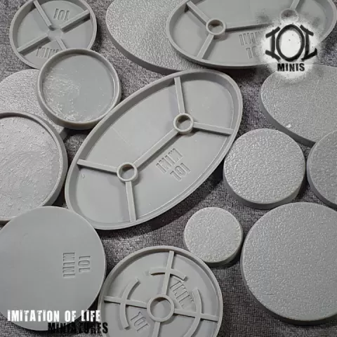 The IOL Minis library of bases. ( Presupported solid, hollow, inset and magnetized versions) by Imitation of Life Miniatures