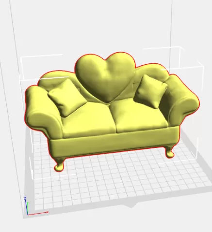 Mini Heart Couch STL | Cute Dollhouse Sofa | Fashion Doll Furniture
