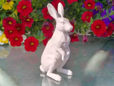 Geometric Low Poly Hare Figurine