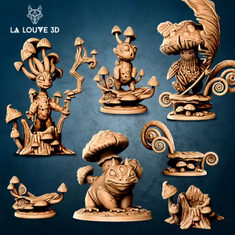 Mushrooms (bundle) by La Louve 3D