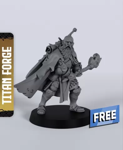 Human Male Paladin Mace - With Free Dragon - 5e DnD Inspired for RPG and Wargamers