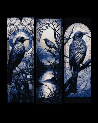 Stained Glass Depictions of the Lone Crow - Set of Bookmarks