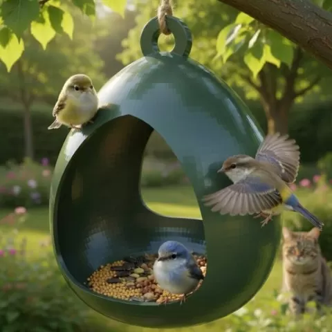 Garden Bird Feeder House - Decorative Outdoor Bird Feeder for Backyard & Garden (STL File)