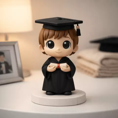 Graduate Chibi Figurine STL | Kawaii Graduation Gift | Desk Shelf Accent | Graduate School STL