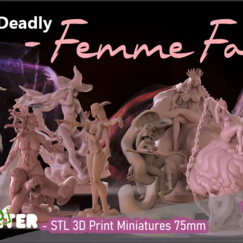 Sexy & Deadly - Femme Fatale - STL 3D Print Miniatures 75mm by Mefedet