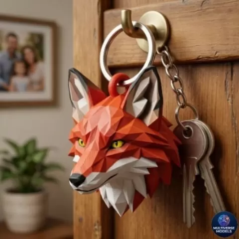 Fox Head Keychain – Low-Poly