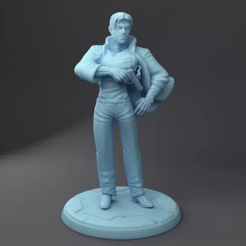 Sonny the Detective ( Male Human Cyberpunk / Warforged Starfinder / Clank / Android / Synthezoid ) by Twin Goddess Miniatures