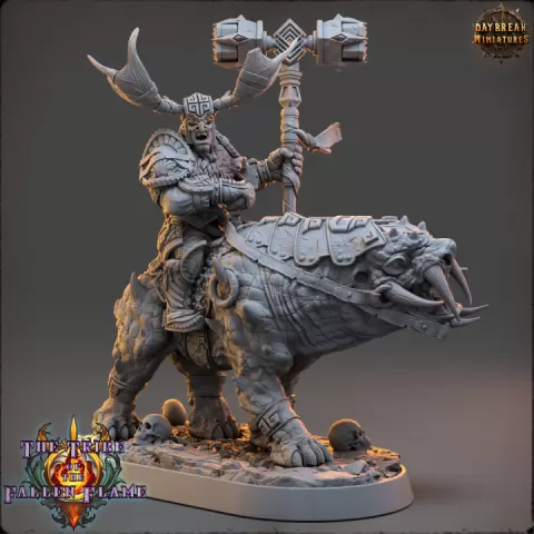 Irgut the Crusher on Tuskerbeast - The Tribe Of The Fallen Flame by Daybreak Miniatures