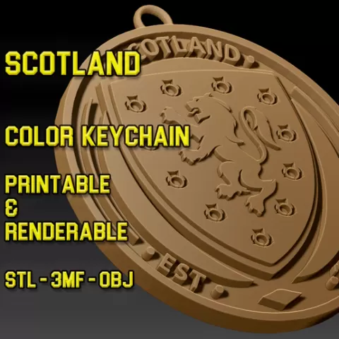 Scottish Team Crest Keychain Color Printable and Renderable