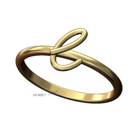 L letter initial 3d lowercase wire stacker ring