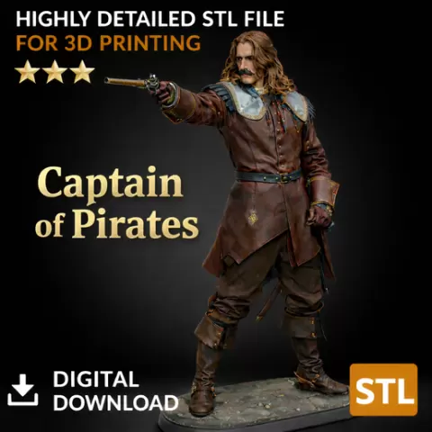 Pirate Captain STL - Collector Quality 3D Printed Model - Highly Detailed Resin Statue - Premium Miniature - Digital Download