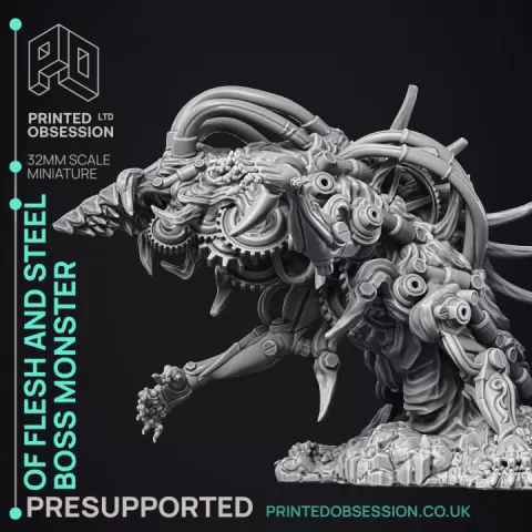 Of Flesh and Steel - Boss Monster - 150 mm - PRESUPPORTED - 32mm Scale by Printed Obsession