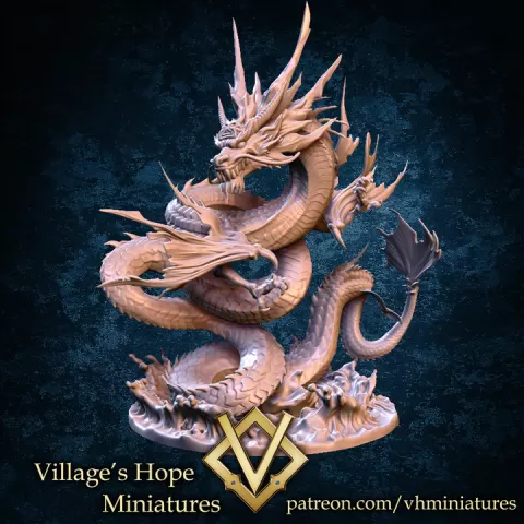 Dragon Lord of the East sea (dragon form) by Village's Hope Miniatures