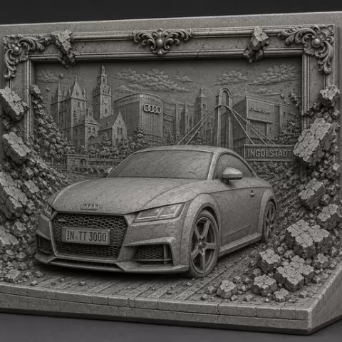 Audi TT MK3 Relief – 3D-Druck Wandbild & Aufsteller für echte TT- und Coupé-Fans