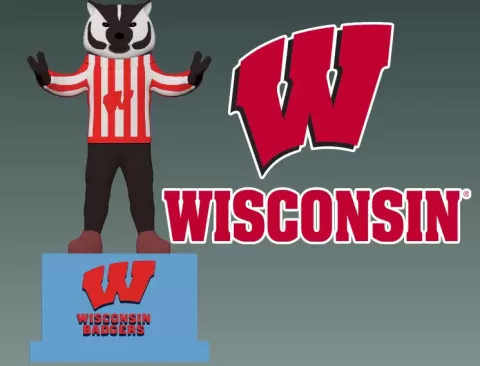 NCAA - WISCONSIN BADGERS FOOTBALL MASCOT STATUE - 3D PRINT - KHUONGTAINANG