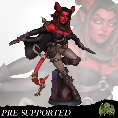 Nebis The Tiefling Rogue [PRE-SUPPORTED] Female Fighter Thief by Miniatures of Madness