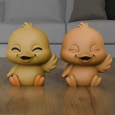 Cute Waving Duckling 3D Printable STL Model