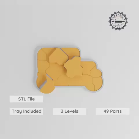 1920 Vintage Car Montessori Puzzle, 3-Level Learning Tray, Educational STL Model, Classic Automobile Design PRODUCT_8095