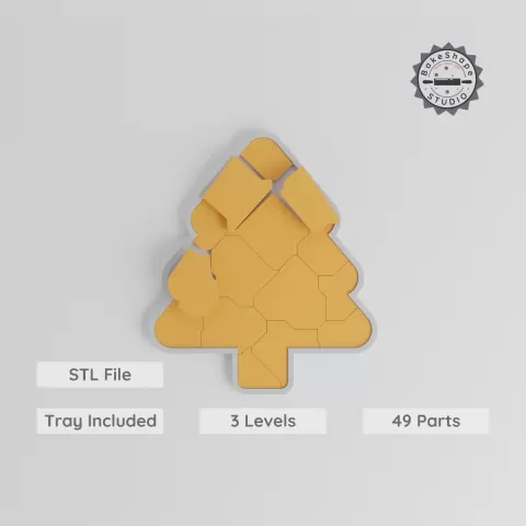 Montessori Tree Puzzle, 3-Level Learning Tray, 9/15/24 Pcs STL, Easy to Hard, Festive Holiday Design, Christmas Collection PRODUCT_8078