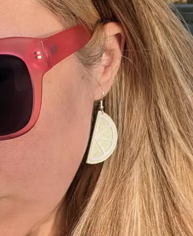 Citrus wedge half earrings - lemon, lime, orange, grapefruit, kids, summer, jewelry, charm pendant