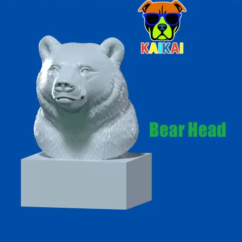 Brown bear Bust - Bear head model - 3D print - Rubber Duck